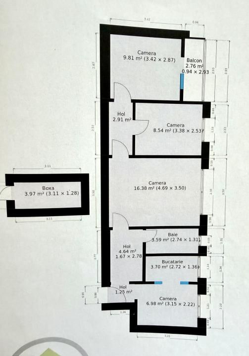 Apartament spatios, 4 camere, mobilat/utilat cu boxa in CF - zona Dacia – fotografia 11 din 11