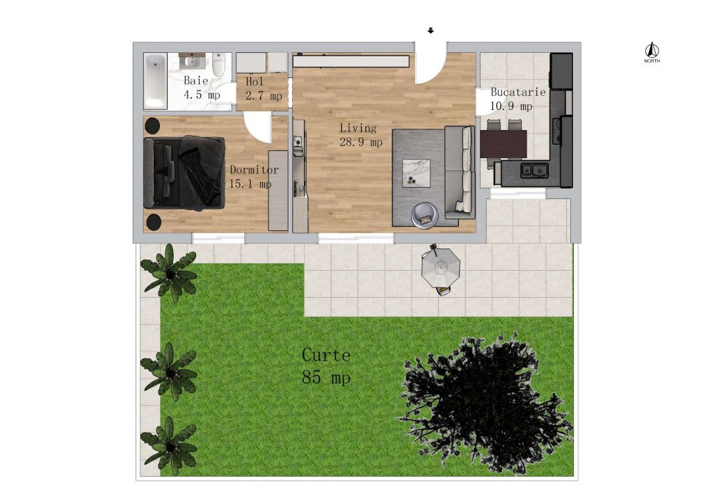 Apartament Inedit de 2 Camere cu curte - 146mp | Green Garden – fotografia 3 din 16