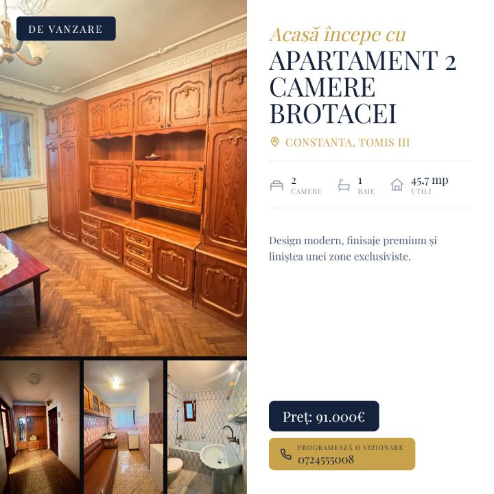 Apartament 2 camere de vanzare Brotacei - Tomis 3 | Parter – fotografia 1 din 11