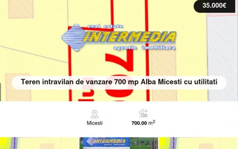 Teren intravilan de vanzare 700 mp Alba Micesti cu utilitati