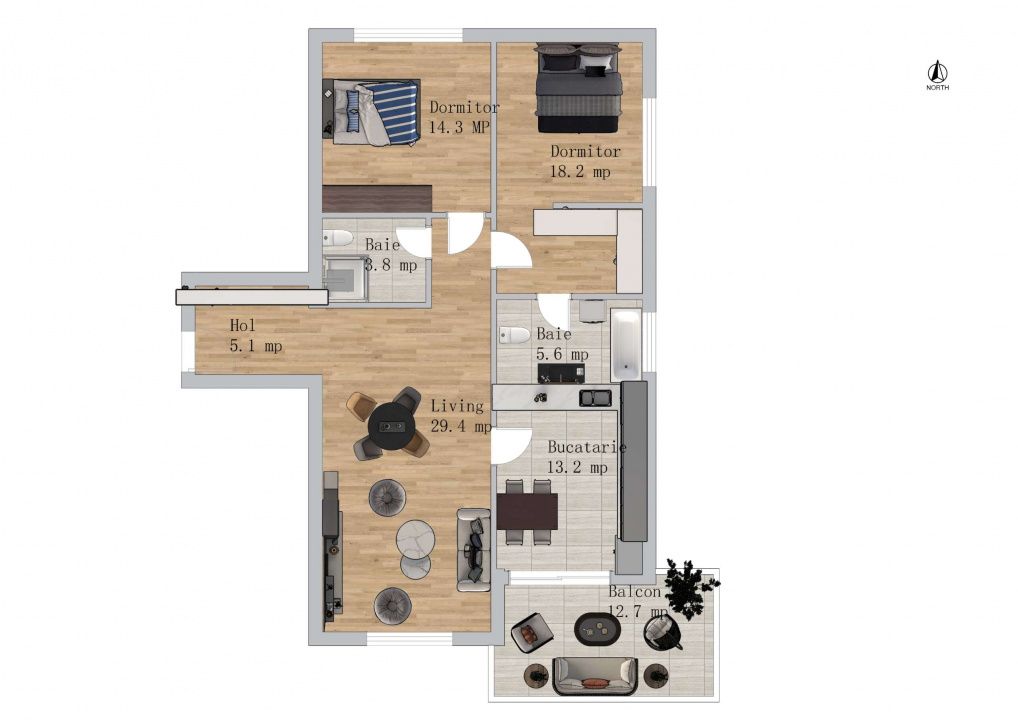 Apartament Spatios de 3 Camere cu priveliste - 103mp | Green Garden – fotografia 3 din 22