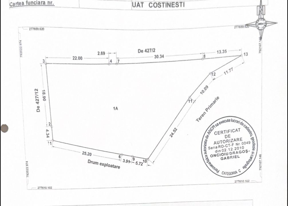 Teren in prima linie la mare, Costinesti - intravilan 1337 mp, utilități – fotografia 4 din 4