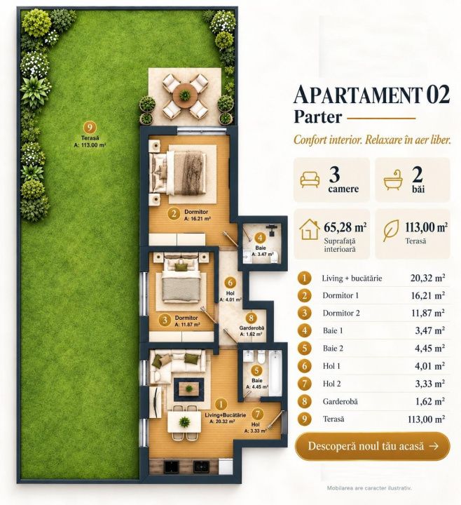 Apartament PREMIUM I 3 camere I 66 mp I  finisaje de inalta calitate I – fotografia 5 din 14