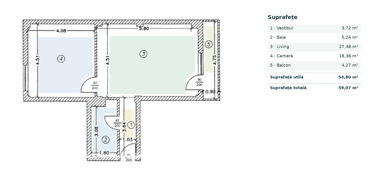 Apartament 2 camere 55mp | 0 Comision | Voluntari Galata | Parcare – fotografia 3 din 7
