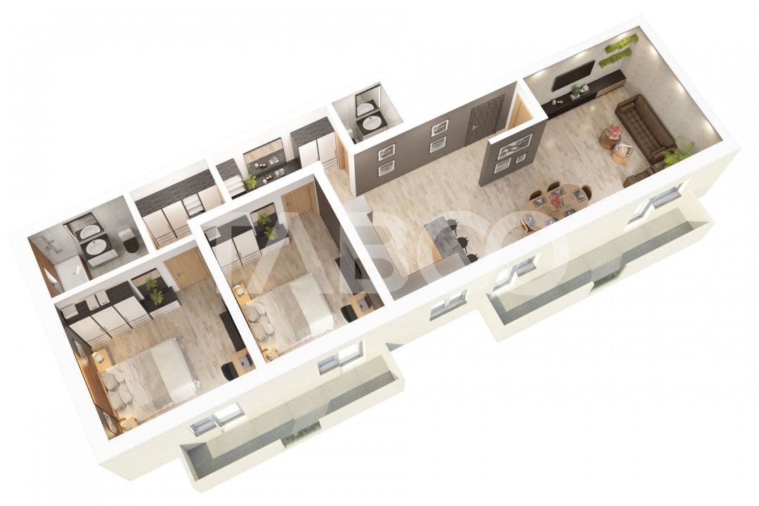 Apartament 78 mpu 2 balcoane 3 camere decomandate 2 bai COMISION 0 – fotografia 4 din 17