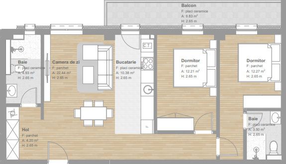 Apartamente finisate 3 camere, Floresti – fotografia 3 din 8