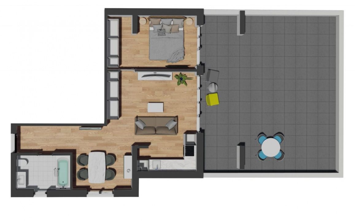 Apartament 2 camere | terasa 60mp | zona Vivo, Razoare – fotografia 3 din 3