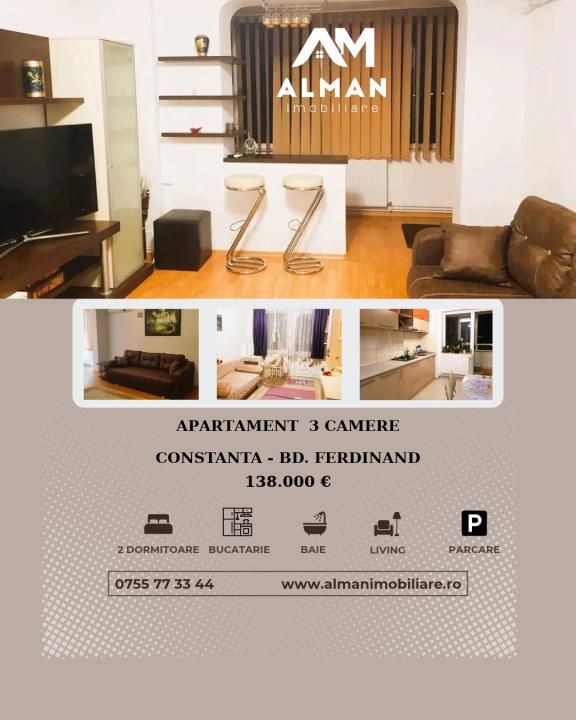Comision 0 - Apartament 3 Camere - Loc de Parcare Primarie - Zona Centrala – fotografia 1 din 8