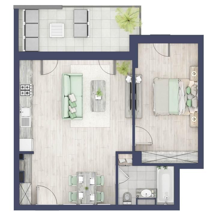 Apartament 2 camere, etaj 3 – fotografia 1 din 5