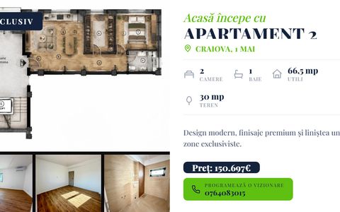 Apartament 2 camere, decomandat, 96.30 mp, cartier 1 Mai