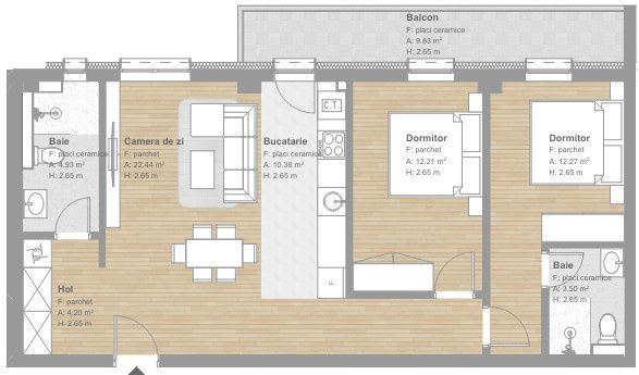 Apartamente finisate de 2 camere,, Tineretului . – fotografia 5 din 9