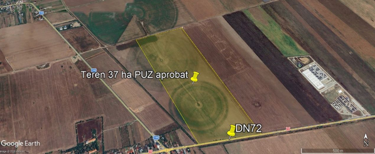 Teren 37 ha | PUZ aprobat– Ploiești Vest Industrial Park | DN72 + A3 – fotografia 1 din 5