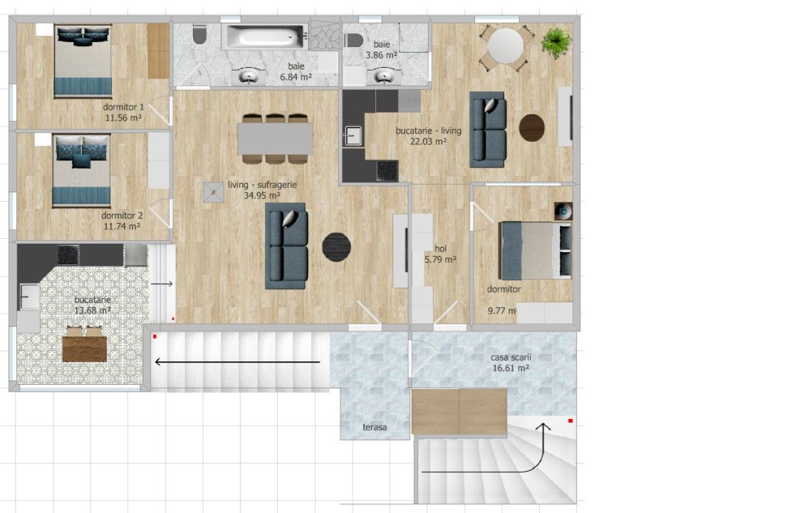 Ap 3 camere si Ap 2 camere de vanzare în același imobil  125 mp total – fotografia 19 din 19