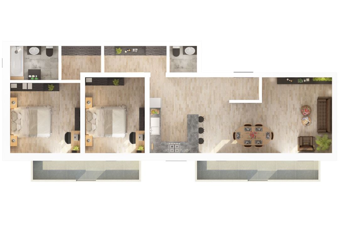 Apartament 3 camere - 77,8 mp utili - 2 balcoane 14,85 mp si 2 bai – fotografia 7 din 7