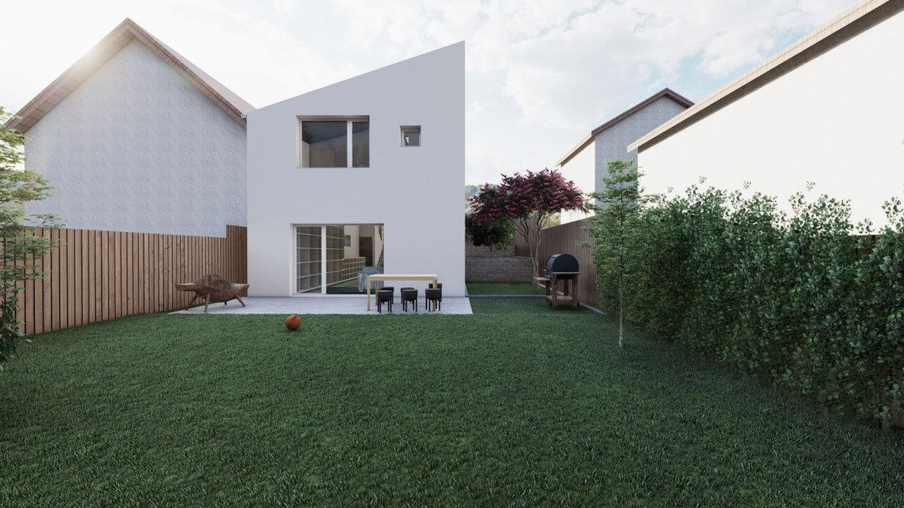 Casă cuplată, 122 mp utili+curte privată 285 mp | Demisol + Parter | Semifinisat – fotografia 4 din 9