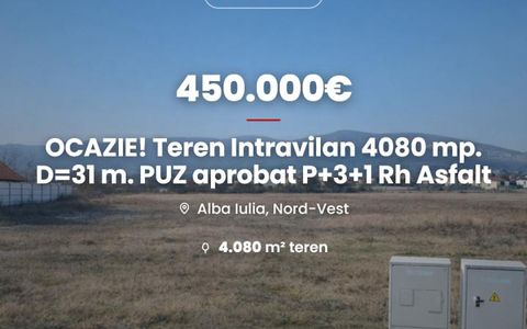 OCAZIE! Teren Intravilan 4080 mp. D=31 m. PUZ aprobat P+3+1 Rh Asfalt Utilitati
