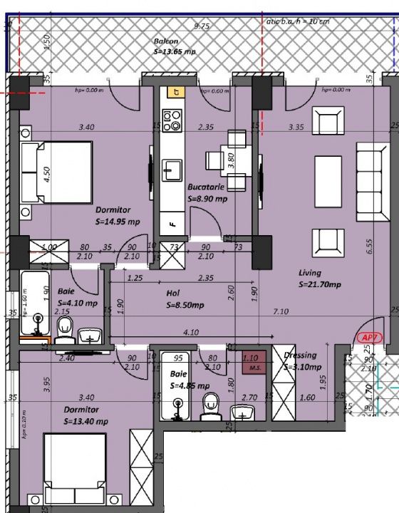 Apartament 3 camere situat in Tomis Plus- Madrid 48 – fotografia 4 din 10
