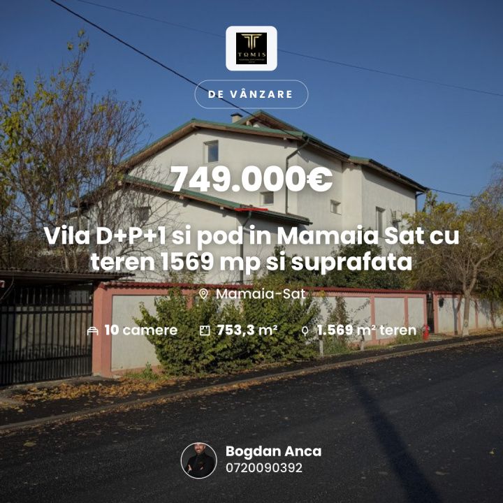 Vila D+P+1 si pod in Mamaia Sat cu teren 1569 mp si suprafata desfasurata 865 mp – fotografia 1 din 34