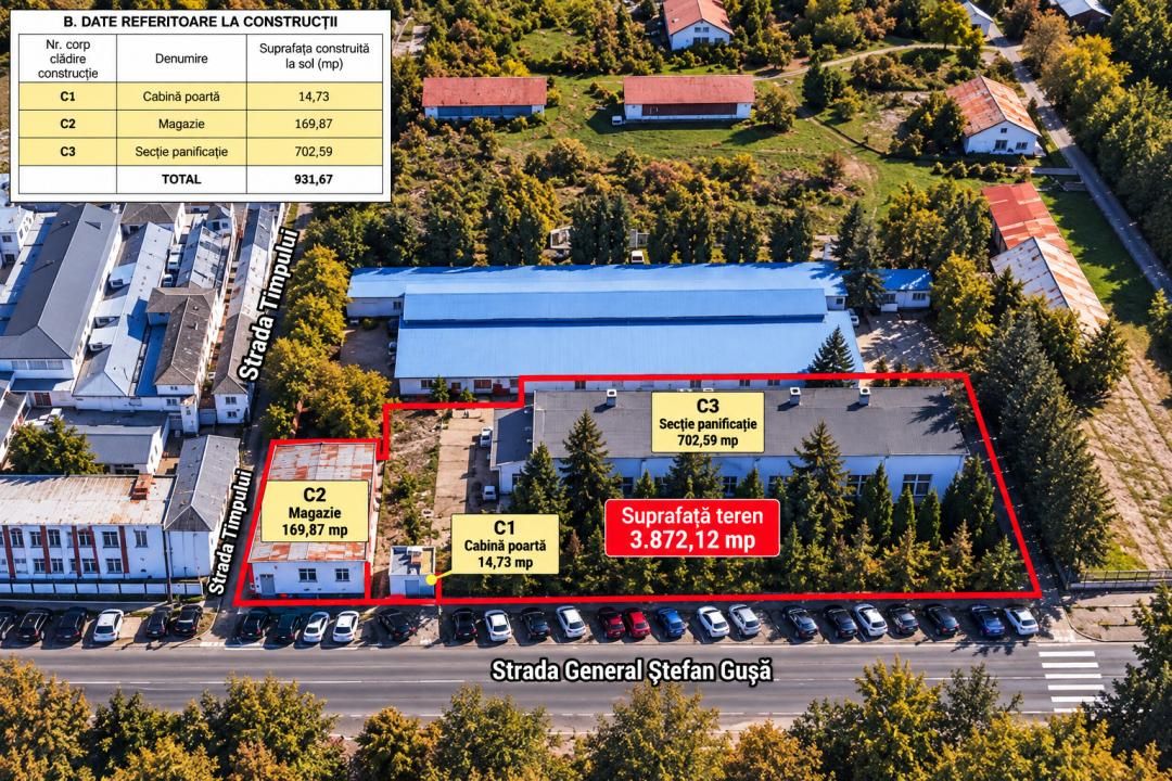 Proprietate de vânzare pentru investiție–teren 3874mp+construcții 989mp, Bacău – fotografia 1 din 47