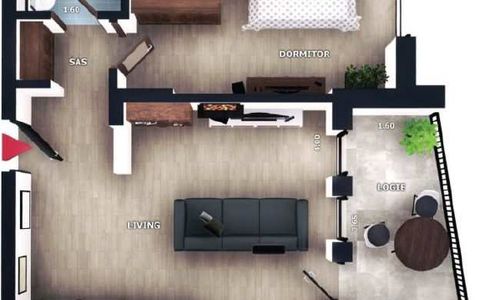 Apartament 2 camere, 45,5mp, balcon, zona Vivo, Floresti