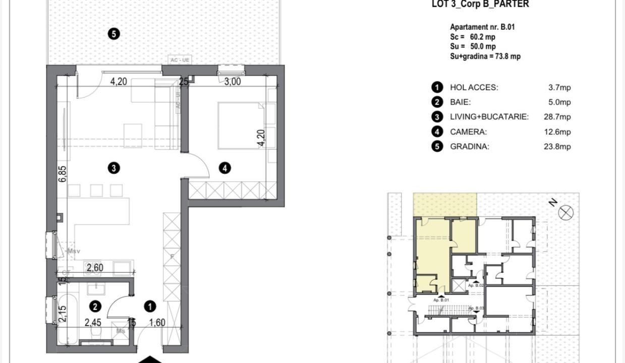 COMISION 0%-Apartament 2 camere, 50 mp utili cu GRADINA 24 mp – fotografia 7 din 7
