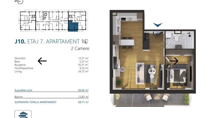 Apartament modern cu 2 camere și terasă panoramică, Elite Junior – fotografia 8 din 8