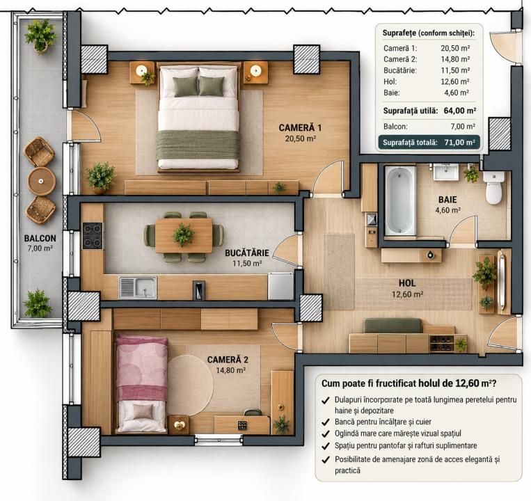 Apartament 2 camere+antreu | Zona Dorobanților | Bloc 2008 – fotografia 3 din 10