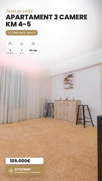 Apartament 3 camere Km 4-5 – fotografia 1 din 9