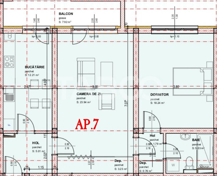 COMISION 0 - Apartament 2 camere decomandate de vanzare balcon 71 mpu – fotografia 5 din 7