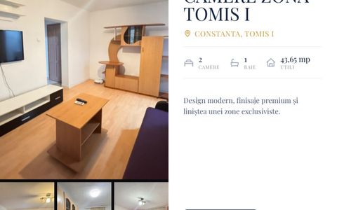 Apartament 2 camere de vânzare în zona Tomis I – Constanța