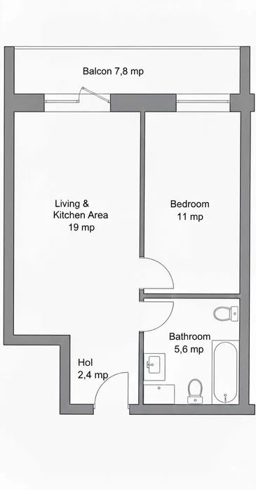 Apartament 2 camere, 45 mp, AC, parcare la cerere, zona Terra! – fotografia 6 din 6