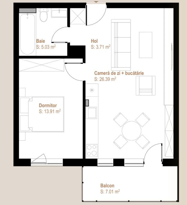 Apartament 2 camere | 49mp | balcon 7mp | zona Vivo – fotografia 4 din 4