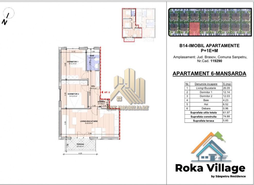 Apartament-3 Camere-Mobilat-62mp-Decomandat-Terasa-Parcare-Sanpetru – fotografia 12 din 12