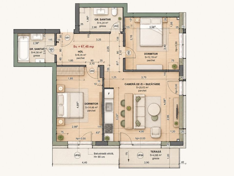 Apartament cu 3 camere in Terra Gardens, Cluj-Napoca – fotografia 3 din 7