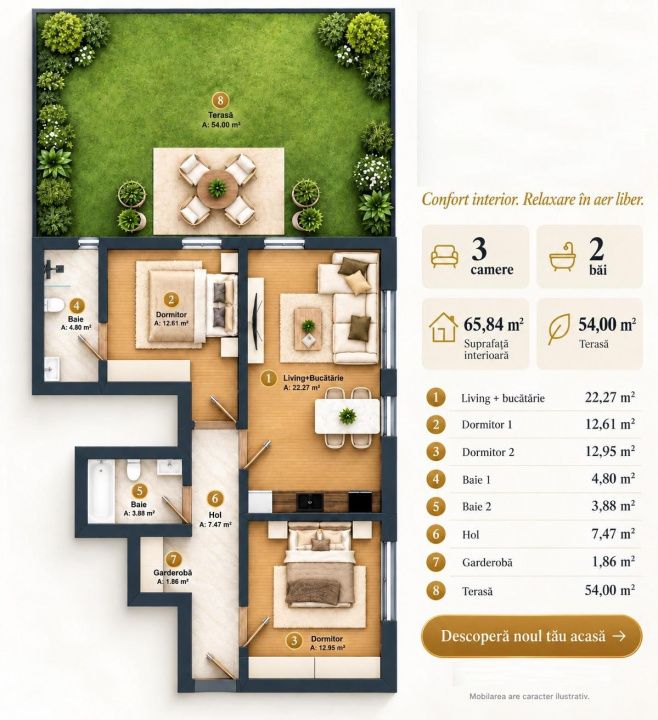 Apartament PREMIUM I 3 camere I 66 mp I  finisaje de inalta calitate I – fotografia 12 din 14
