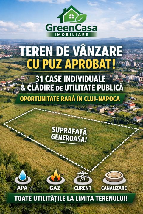 Teren de vânzare cu PUZ aprobat | 31 case individuale – fotografia 1 din 1
