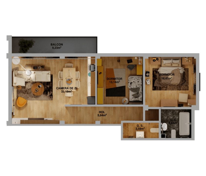 Apartament 3camere, open-space, 83mp, Cartier Veterani, Parcul Nicolae Romanescu – fotografia 9 din 9