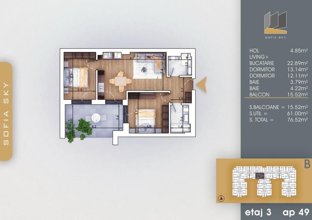 0% COMISION Apartament nou 2025 3 camere, 2 băi, Terasă 13mp METROU N Teclu – fotografia 18 din 19