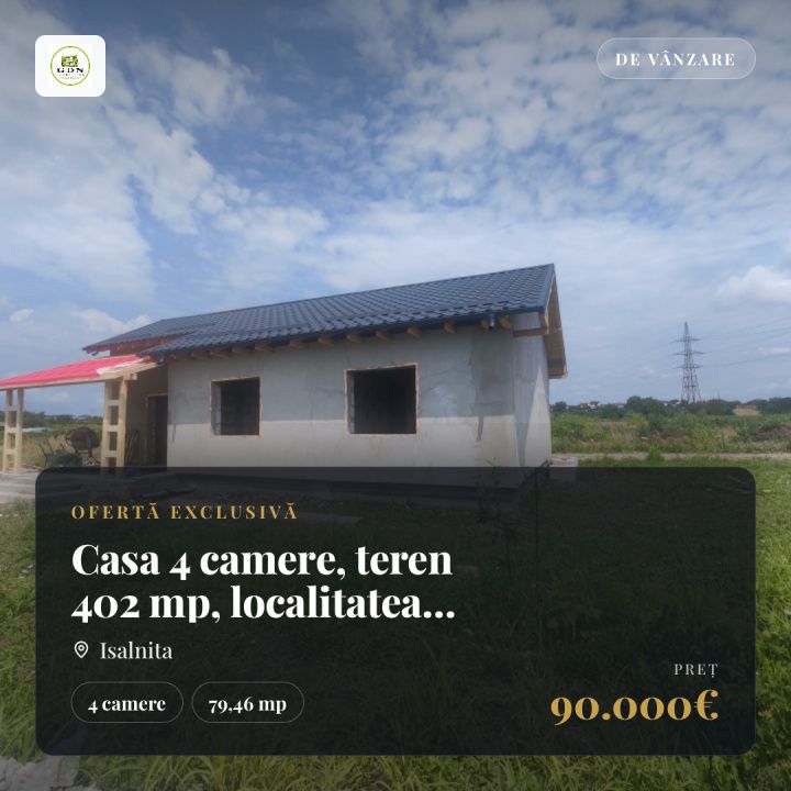 Casa 4 camere, teren 402 mp, localitatea Isalnita. – fotografia 1 din 8