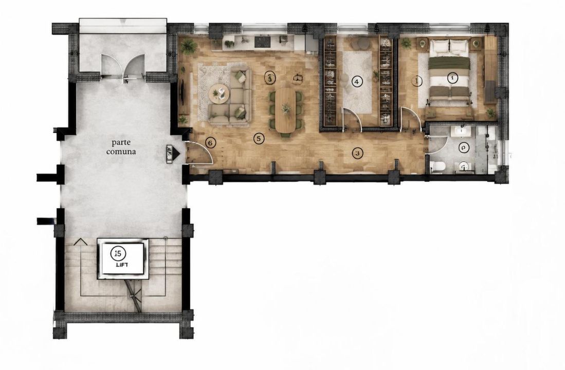 Apartament 2 camere, decomandat, 96.30 mp, cartier 1 Mai – fotografia 2 din 9
