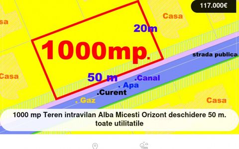 1000 mp Teren intravilan Alba Micesti Orizont deschidere 50 m. toate utilitatile