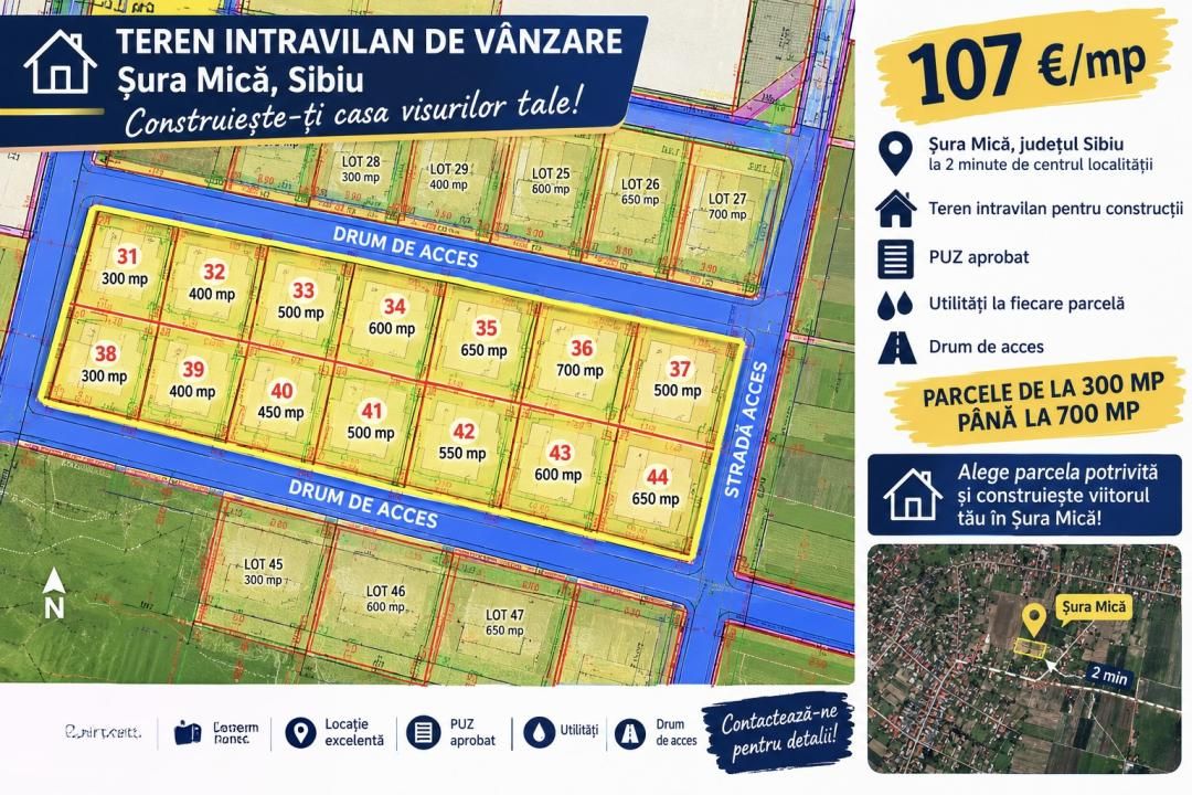 Teren intravilan de vânzare în Șura Mică, Sibiu - Parcele disponibile – fotografia 1 din 1