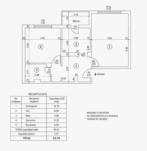 Apartament 2 camere decomandat, 53,78 mp, Bloc din 1986, Eremia Grigorescu – fotografia 5 din 6