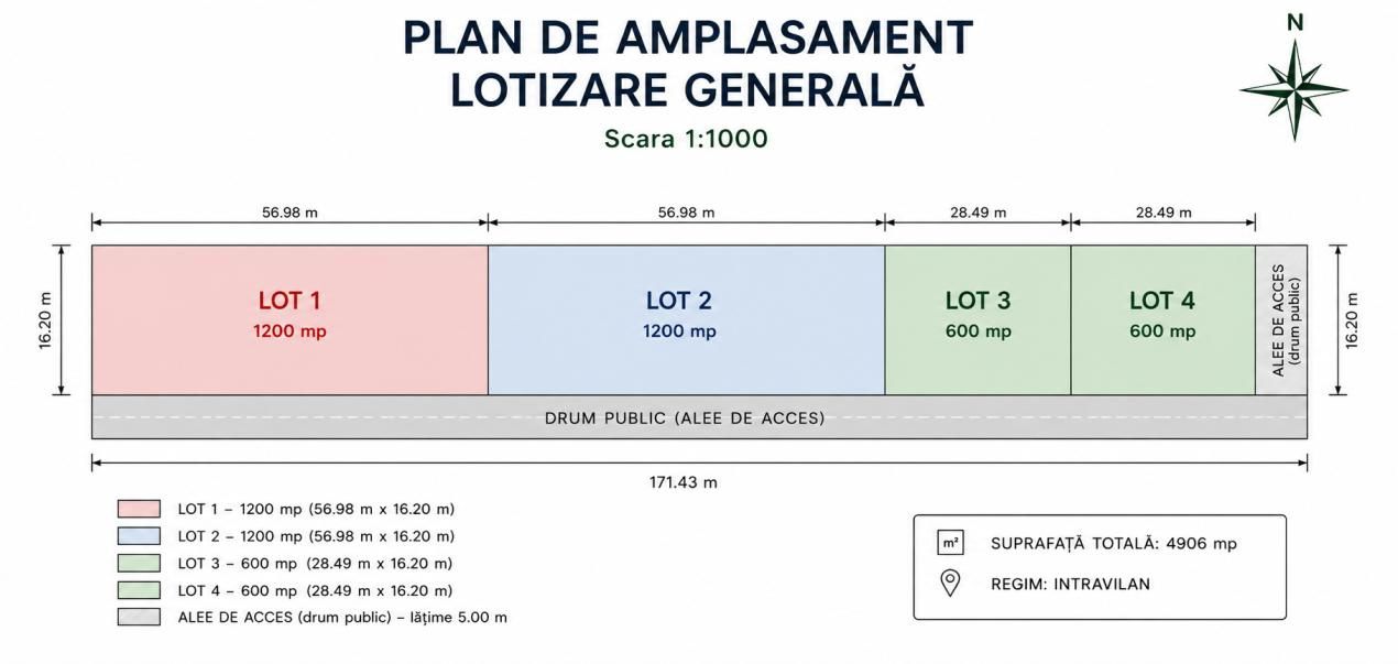 Vanzare exclusivă teren intravilan 1200 mp. Lazu front stradal 75 m. – fotografia 2 din 4
