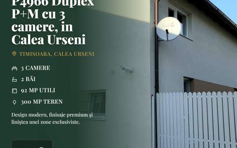P4966  Duplex P+M cu 3 camere, in Calea Urseni
