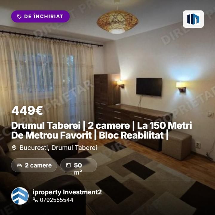 Drumul Taberei | 2 camere | La 150 Metri De Metrou Favorit | Bloc Reabilitat | – fotografia 1 din 9