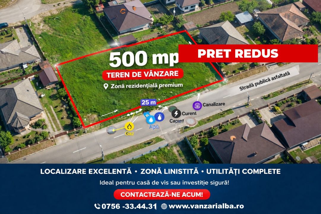 Teren intravilan construibil de vânzare Micești 500mp, utilitati, strada publica – fotografia 1 din 4