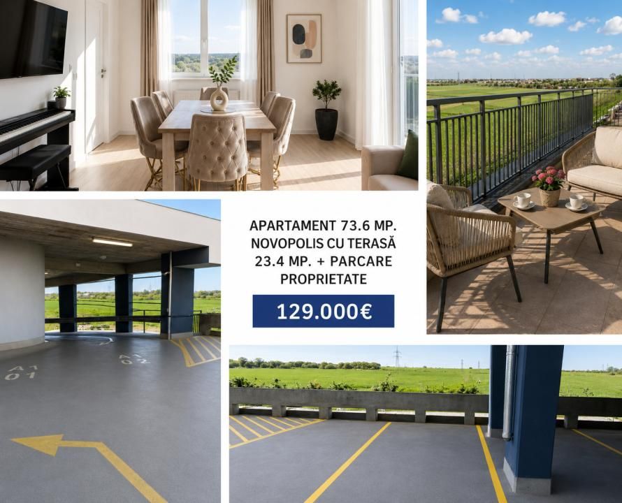 Apartament 73.6 mp. Novopolis cu terasă 23.4 mp. + parcare proprietate – fotografia 17 din 24