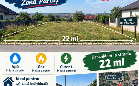 TEREN INTRAVILAN 432 MP I APA, GAZ, CURENT I DESCHIDERE LA STRADA 22 ML