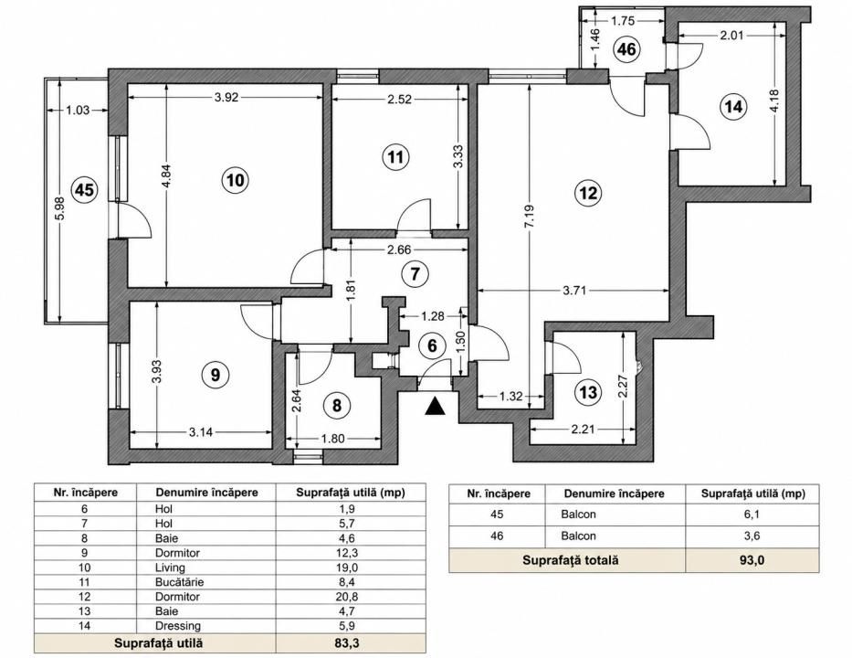 3 Camere | 93 mp | 2 băi | Centrală | Bloc 2024 | Aleea Argeșana – fotografia 11 din 13